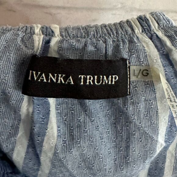 Ivanka Trump Blue and White Striped Off-Shoulder Top, Large - Picture 4 of 6